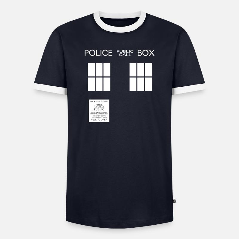 Police box - Männer Kontrast-T-Shirt - Navy/Weiß 