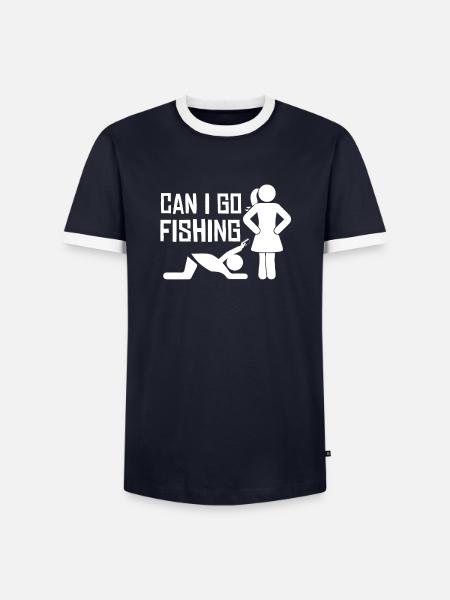 Darf Ich Angeln Gehen - Männer Kontrast-T-Shirt - Navy/Weiß