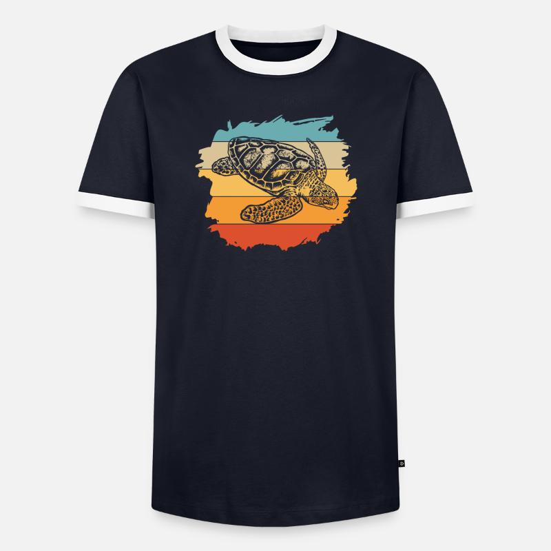 turtle - Men's Ringer Shirt - navy/white