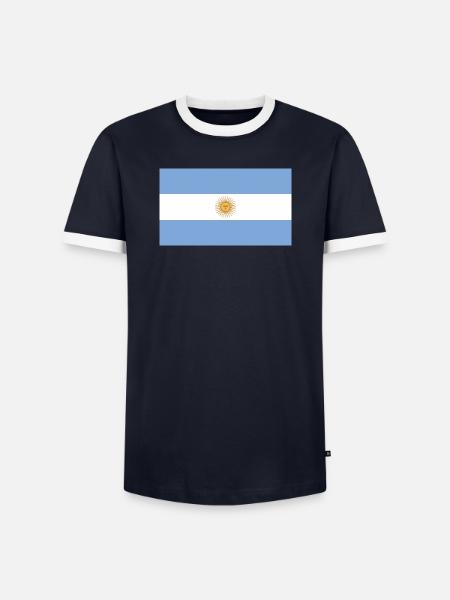 Argentina National Flag - Men's Ringer Shirt - navy/white
