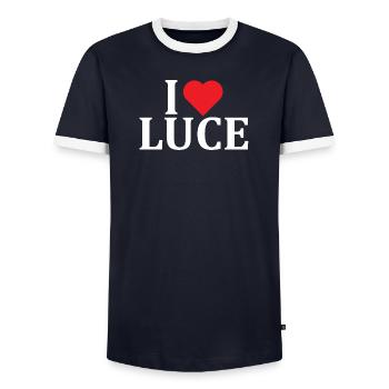 Name T-Shirt I love Light T-Shirt Geschenkidee - Männer Kontrast-T-Shirt - Navy/Weiß  - Vorne - AI Model Female 172 light (172cm) & AI Model Male 178 light (178cm)