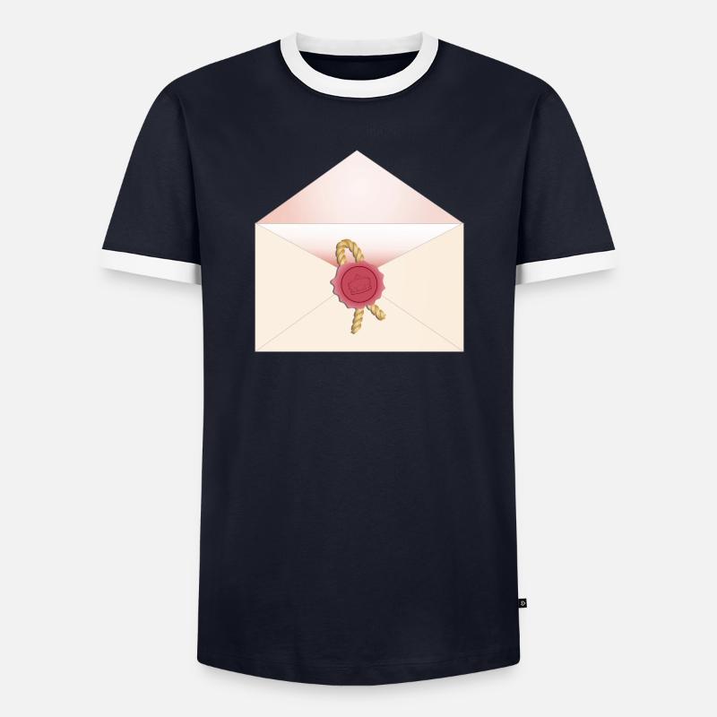 opened envelope with seal - Men's Ringer Shirt - navy/white 