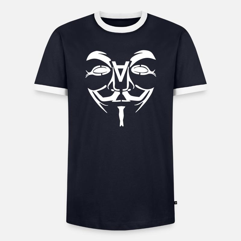Anonymous Design Gesicht mit A - Männer Kontrast-T-Shirt - Navy/Weiß 