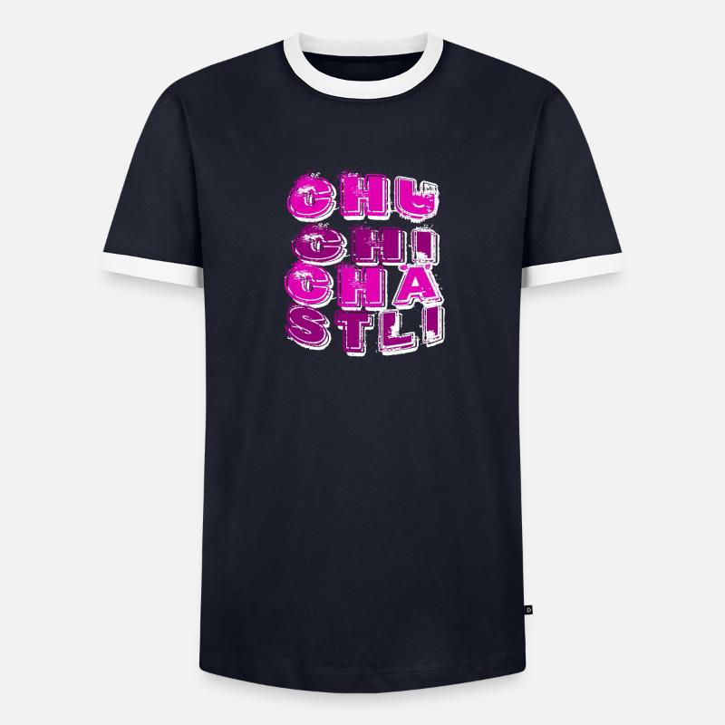 Chuchichästli Kultbegriff Schweizer Dialekt - Männer Kontrast-T-Shirt - Navy/Weiß 