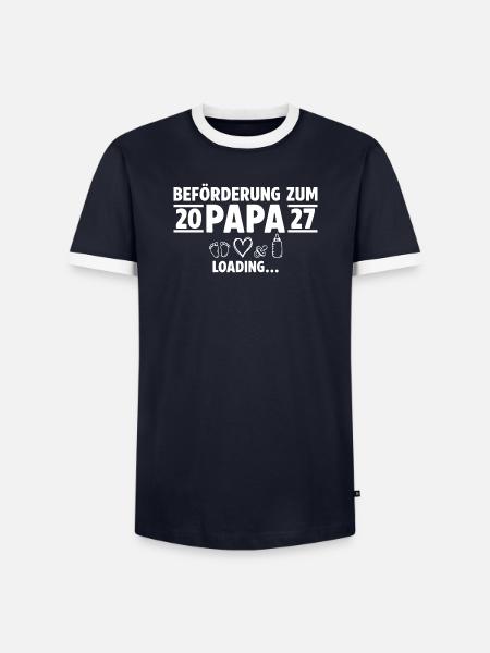 Beförderung zum Papa 2027 loading - Männer Kontrast-T-Shirt - Navy/Weiß