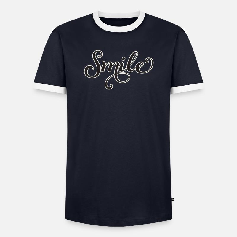 Smiling Script Lettering Smile - Men's Ringer Shirt - navy/white