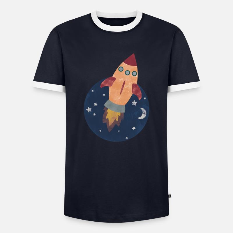 Rocket - Men's Ringer Shirt - navy/white 