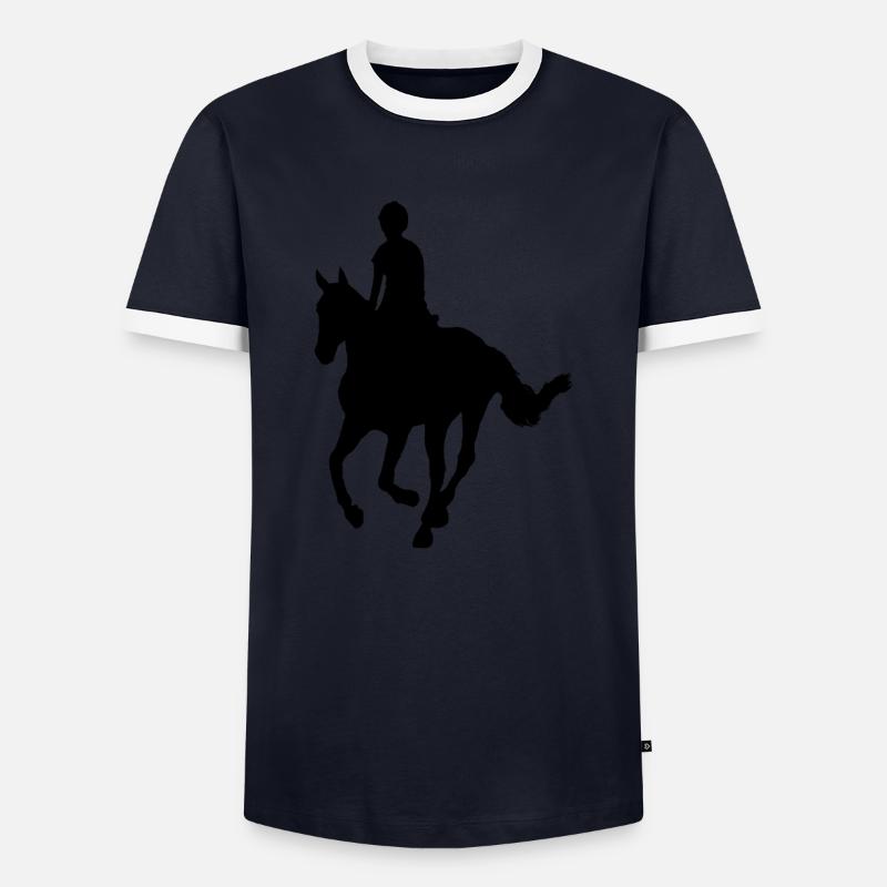 Reiter auf Pferd - Männer Kontrast-T-Shirt - Navy/Weiß