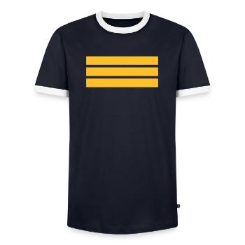 Korvettenkapitän - Männer Kontrast-T-Shirt - Navy/Weiß  - Vorne - AI Model Female 172 light (172cm) & AI Model Male 178 light (178cm)