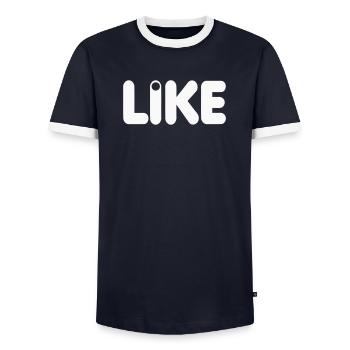 LIKE - Men's Ringer Shirt - navy/white  - Front - AI Model Female 172 light (172cm) & AI Model Male 178 light (178cm)