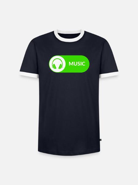 Music-Button - Männer Kontrast-T-Shirt - Navy/Weiß 