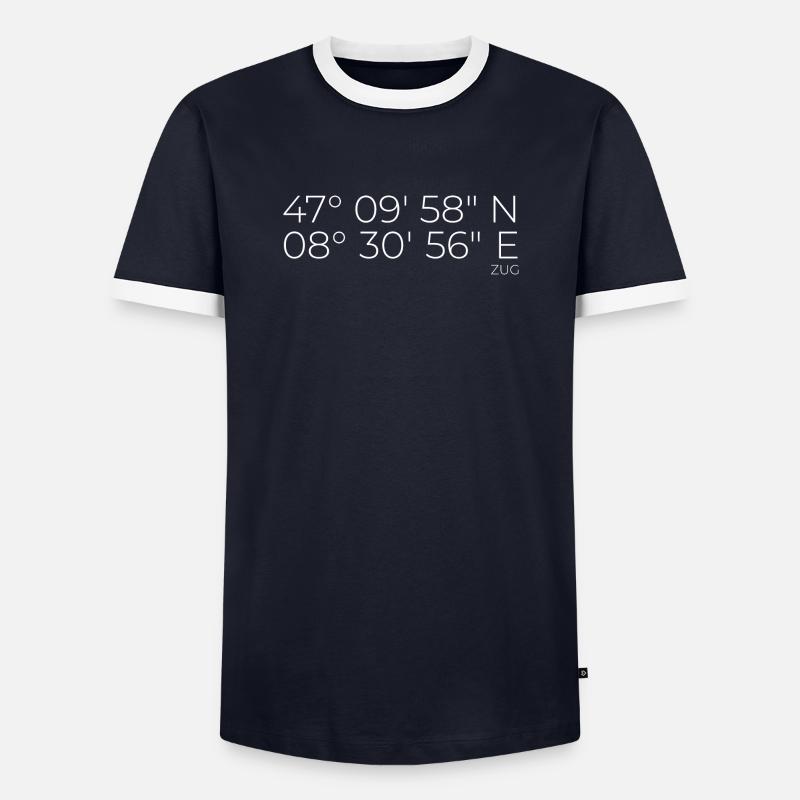 Train coordinates - Men's Ringer Shirt - navy/white