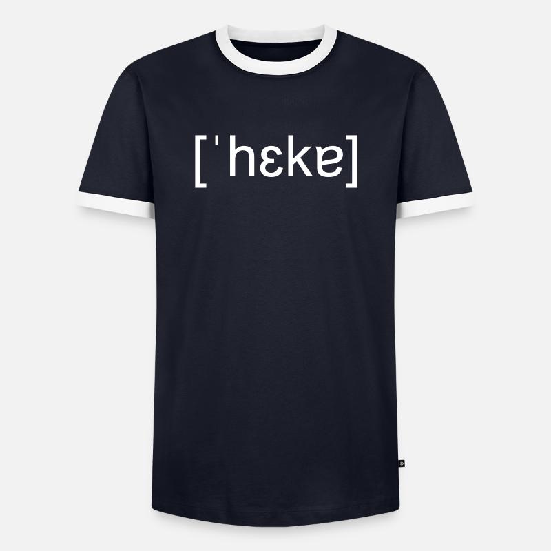 Hacker, phonetic spelling, white - Men's Ringer Shirt - navy/white 