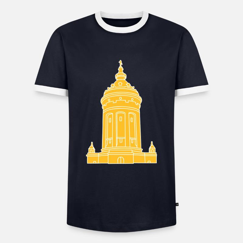 Wasserturm Mannheim 2 - Männer Kontrast-T-Shirt - Navy/Weiß 