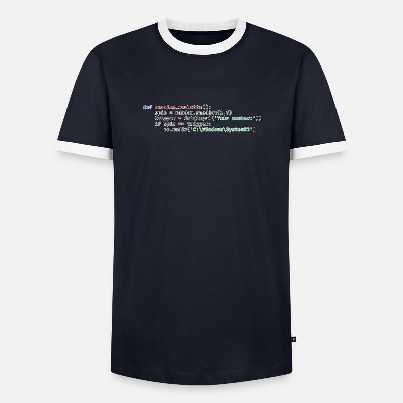 Python Russisches Roulette - Männer Kontrast-T-Shirt - Navy/Weiß 