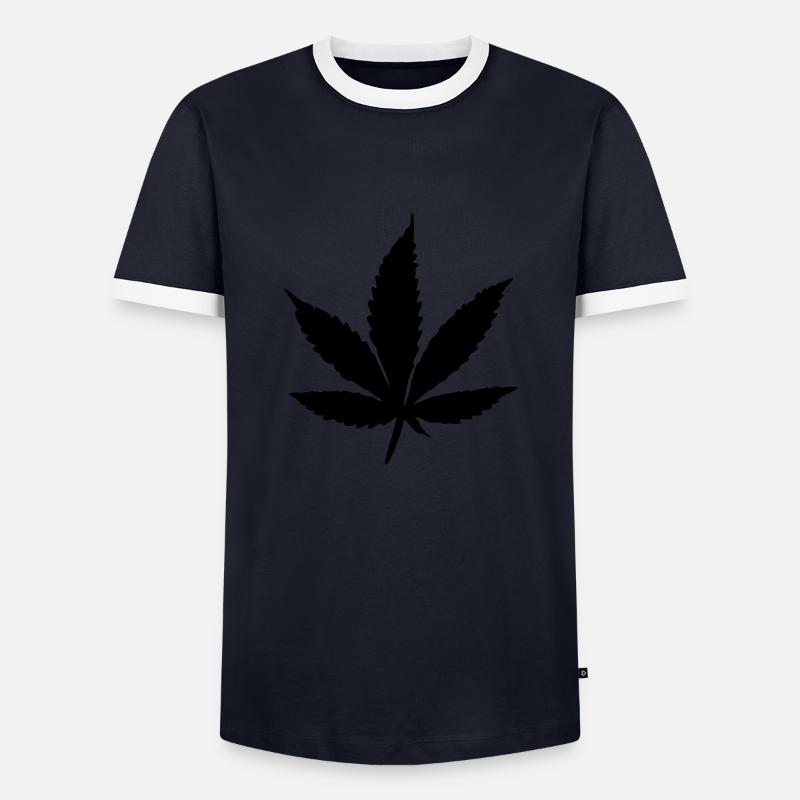 HANFBLATT - Männer Kontrast-T-Shirt - Navy/Weiß 
