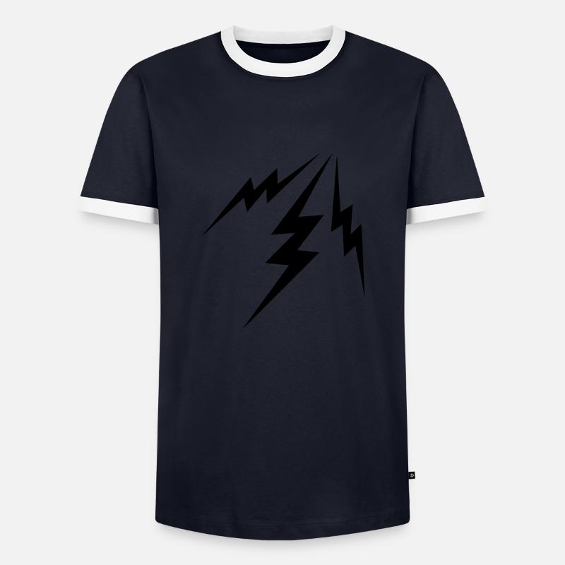 lightning - Männer Kontrast-T-Shirt - Navy/Weiß 