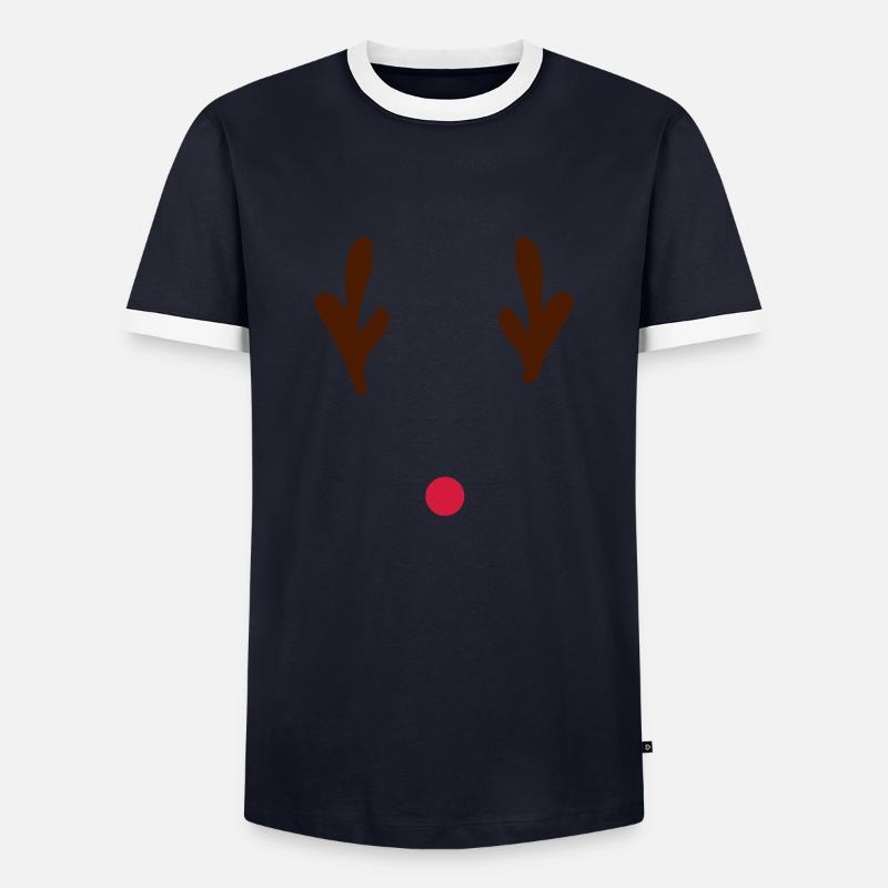 Rudolf - Männer Kontrast-T-Shirt - Navy/Weiß