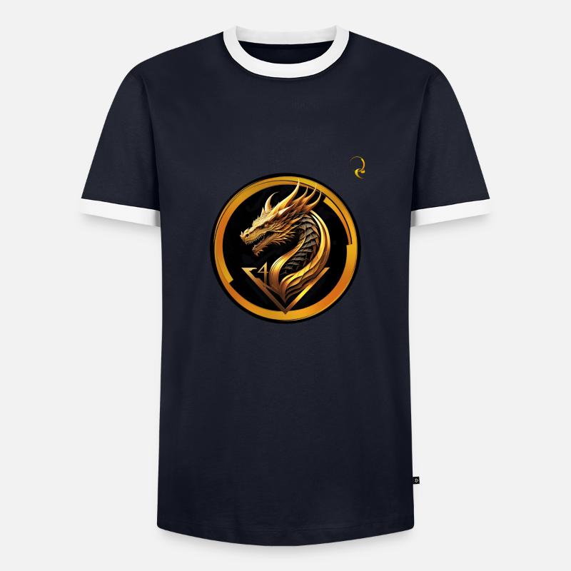 DER VIERTE DRACHE - Männer Kontrast-T-Shirt - Navy/Weiß