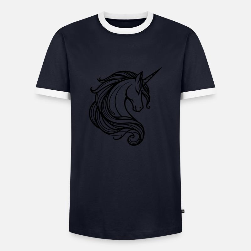 Einhorn - Männer Kontrast-T-Shirt - Navy/Weiß