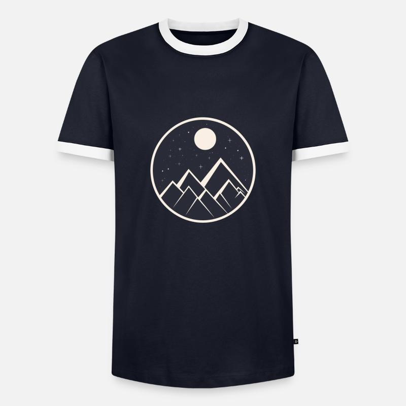 Mountain in Starry Night logo - Men's Ringer Shirt - navy/white 