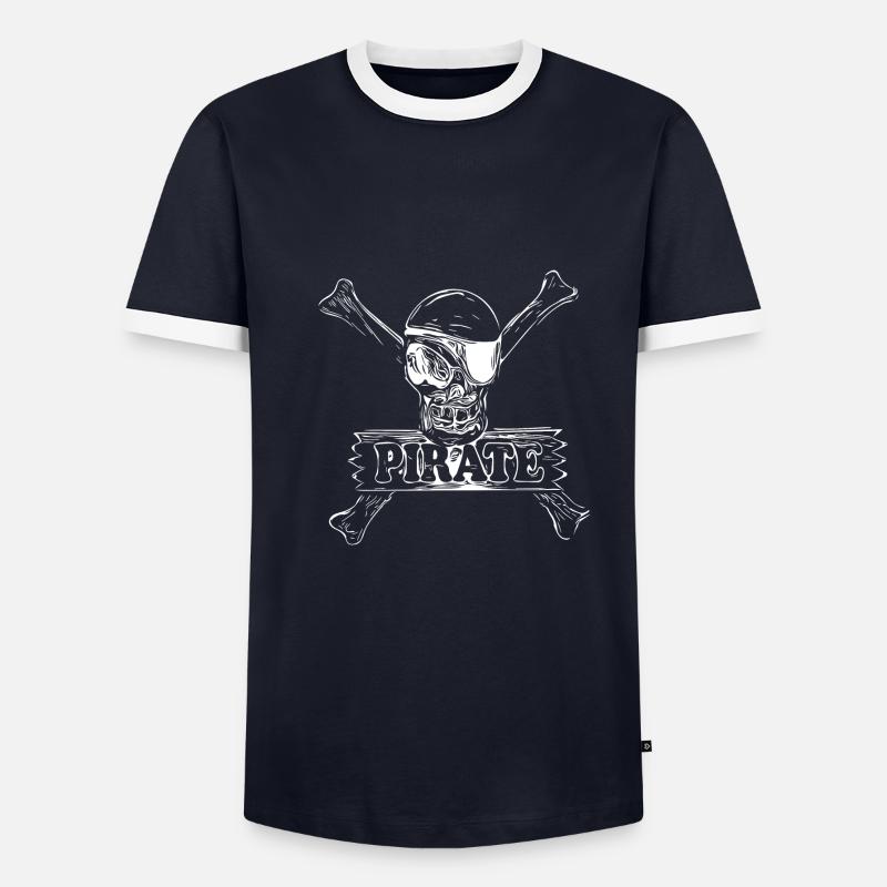 Pirate skull bones - Men's Ringer Shirt - navy/white