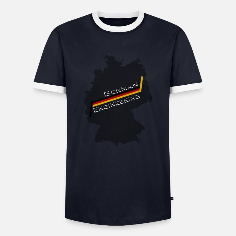 German Engineering - Männer Kontrast-T-Shirt - Navy/Weiß 
