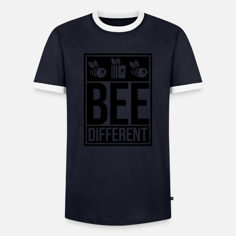 bee different saying quote - Men's Ringer Shirt - navy/white 