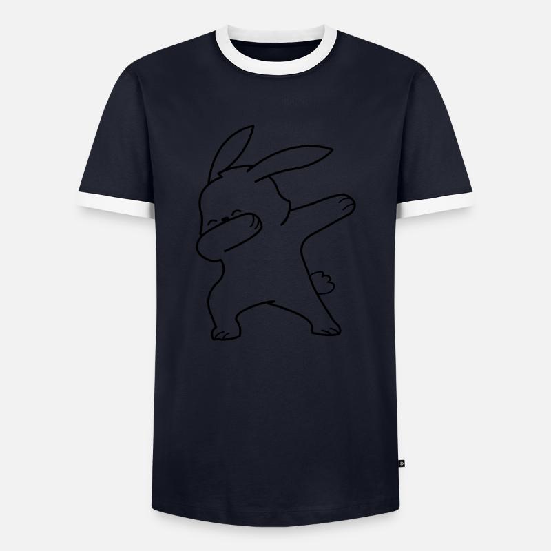 Dabbing Rabbit - Men's Ringer Shirt - navy/white 