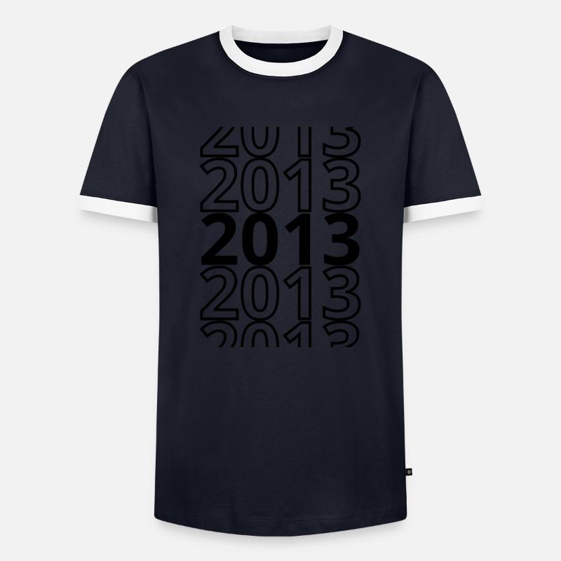2013 2013 2013 - Männer Kontrast-T-Shirt - Navy/Weiß 