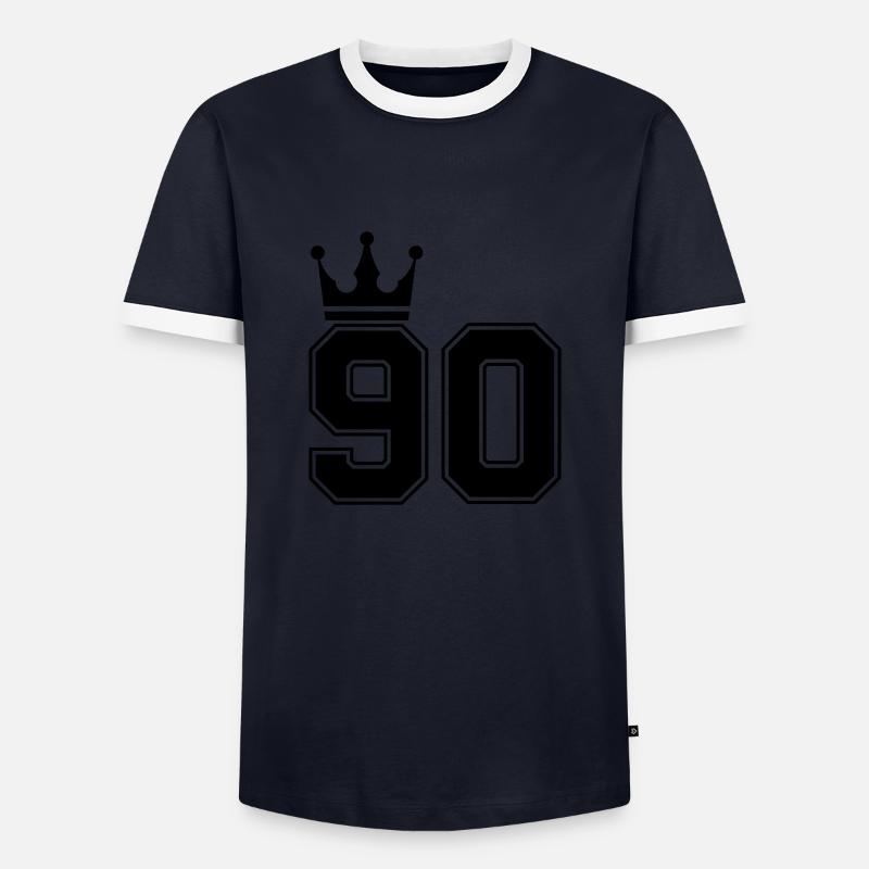 90 krone - Männer Kontrast-T-Shirt - Navy/Weiß 