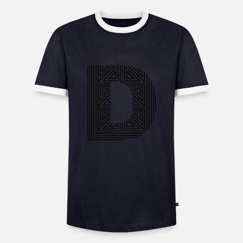 Buchstabe D - Männer Kontrast-T-Shirt - Navy/Weiß