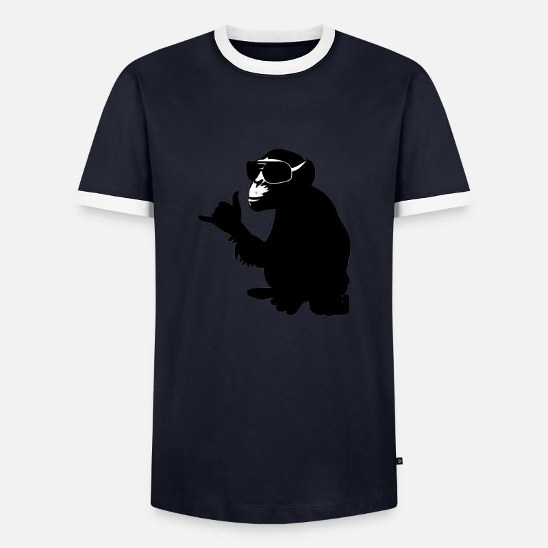 monkey - Men's Ringer Shirt - navy/white