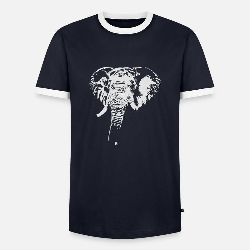 Elephant negative - Men's Ringer Shirt - navy/white 
