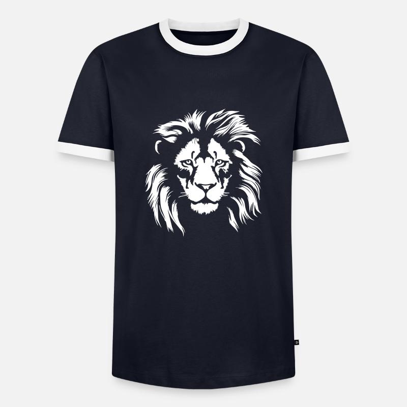 Löwe - Männer Kontrast-T-Shirt - Navy/Weiß 