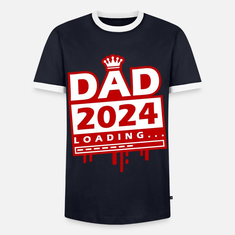 Dad 2024 Loading Papa - Men's Ringer Shirt - navy/white 