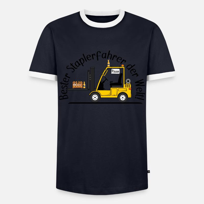 Staplerfahrer mit Bier beste Staplerfahrer - Männer Kontrast-T-Shirt - Navy/Weiß 