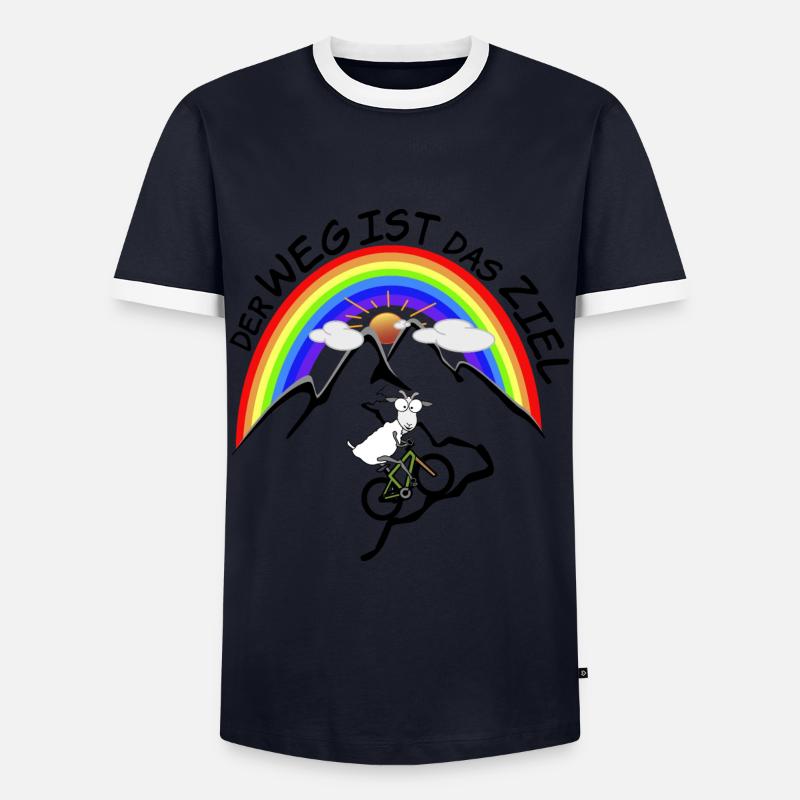 MTB Bergziege - Männer Kontrast-T-Shirt - Navy/Weiß 