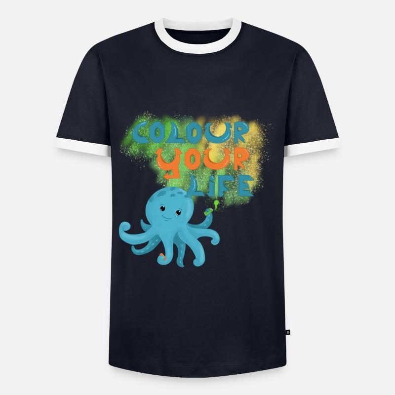 Graffiti Squid - Men's Ringer Shirt - navy/white
