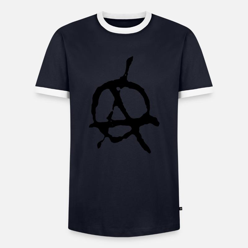 rotten anarchy - Men's Ringer Shirt - navy/white 