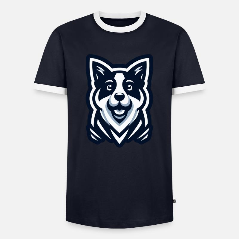 Hündchen: Illustration eines Freundes - Männer Kontrast-T-Shirt - Navy/Weiß 