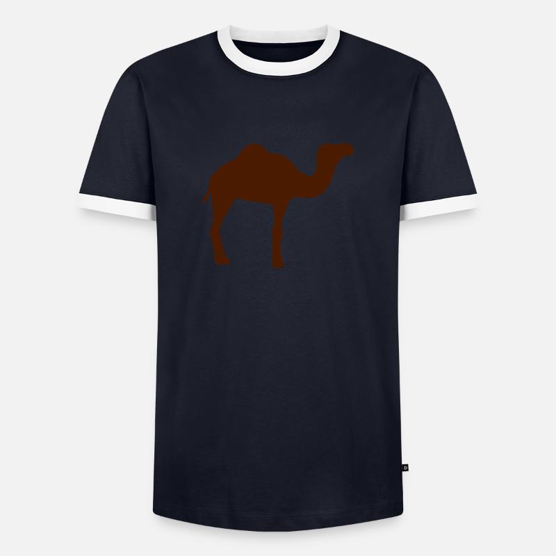 Kamel - Männer Kontrast-T-Shirt - Navy/Weiß