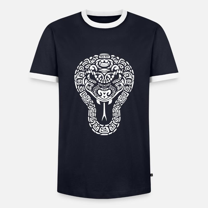 Snake's head - Tribal Python - Men's Ringer Shirt - navy/white