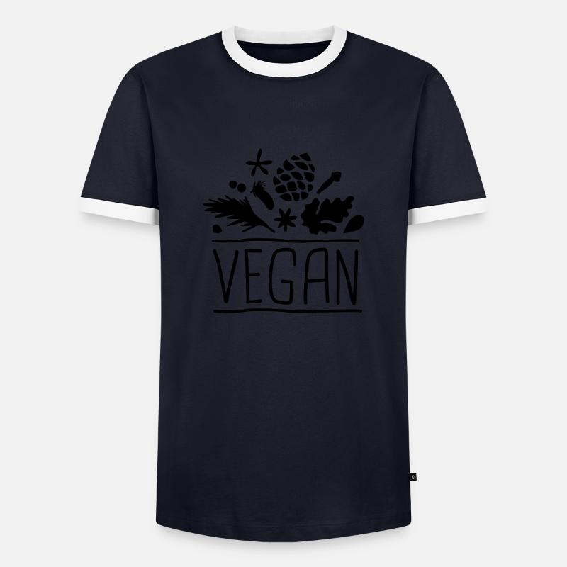 vegan - Men's Ringer Shirt - navy/white 