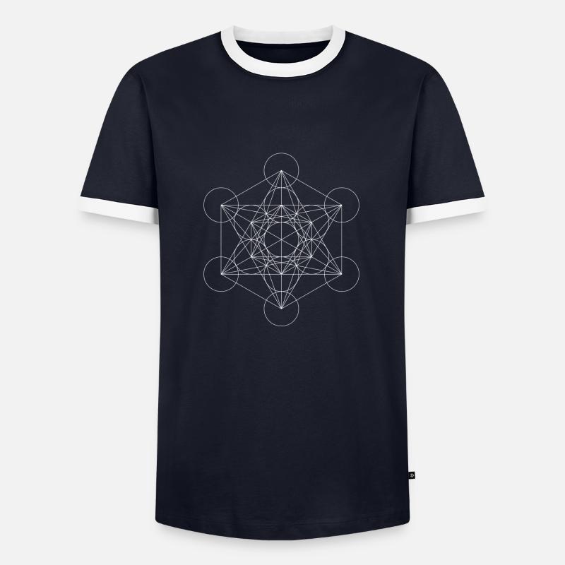 Metatron's Cube White - Men's Ringer Shirt - navy/white