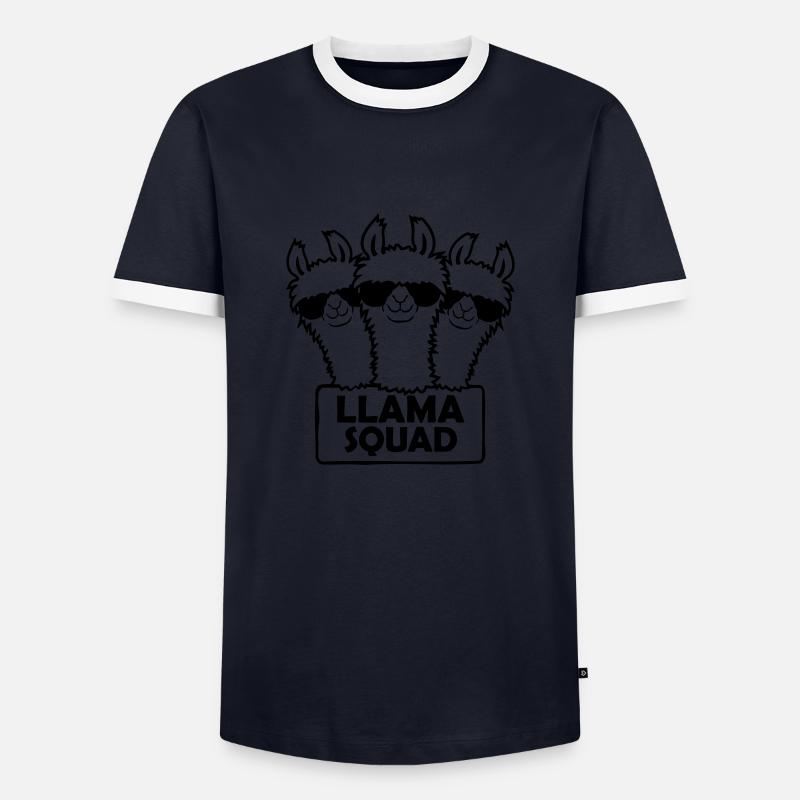 Conception d’équipe Llama Squad - T-shirt contrasté Homme - marine/blanc 
