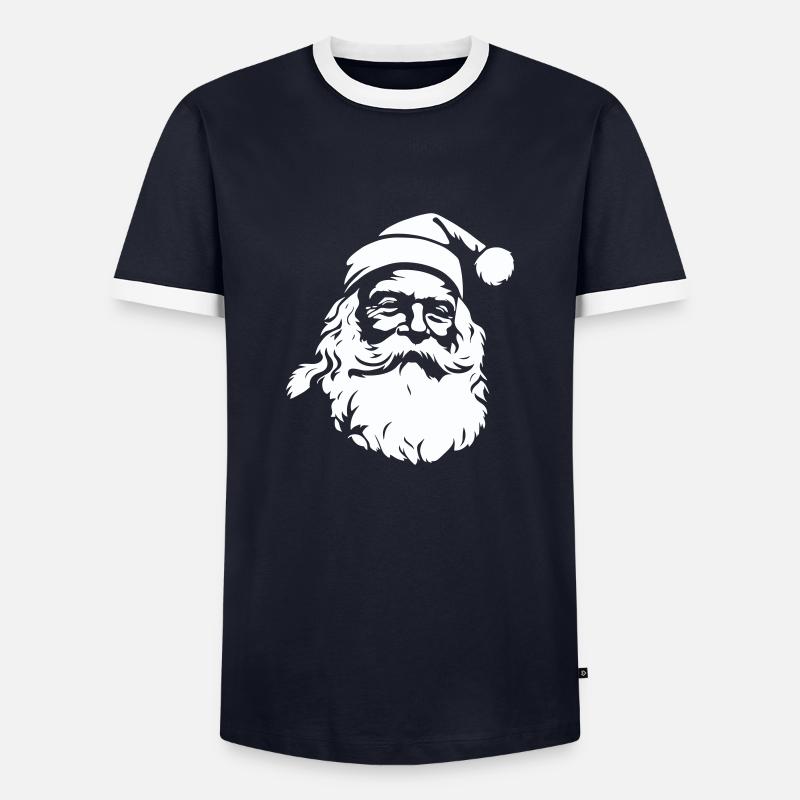 Fröhlicher Weihnachtsmann - Männer Kontrast-T-Shirt - Navy/Weiß 