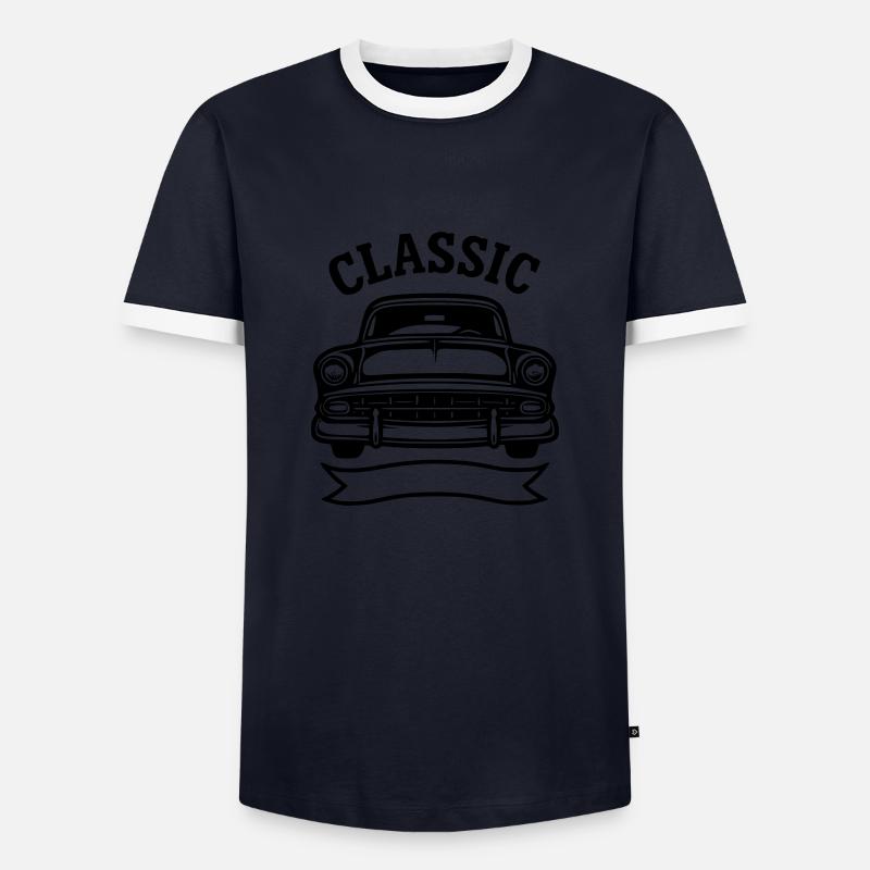 Oldtimer Automobil - Männer Kontrast-T-Shirt - Navy/Weiß 