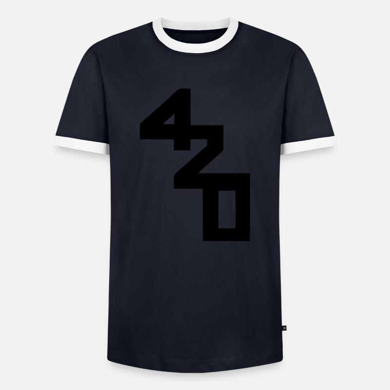 420 Klassenzeichen - Männer Kontrast-T-Shirt - Navy/Weiß 