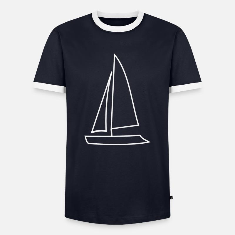 Segelboot - Männer Kontrast-T-Shirt - Navy/Weiß 